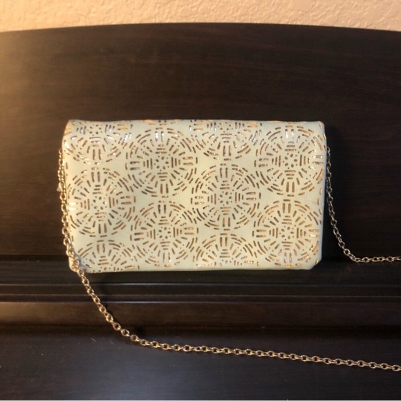 NWOT Blue and Gold Mini
Purse Wallet Clutch w/ Removable Chain Strap - Picture 7 of 13